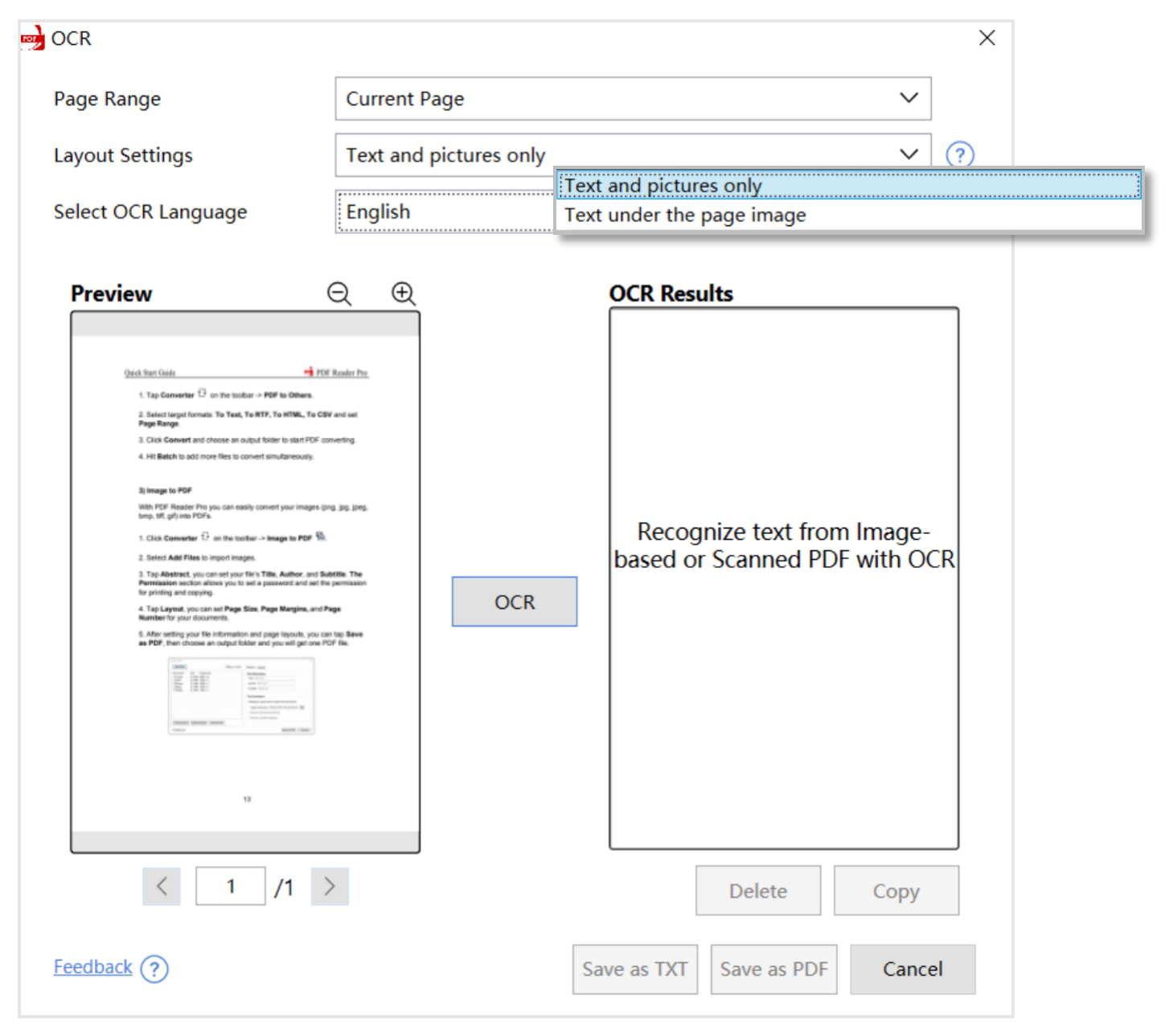 OCR Settings