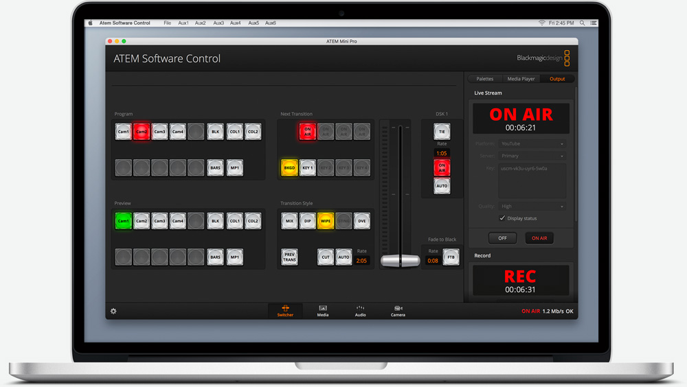 ATEM Software Control Switcher Screen.