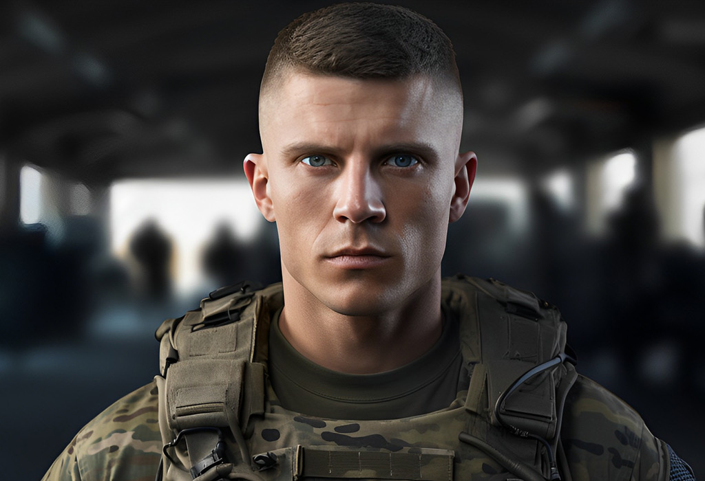 Picture of a military man rocking the crew cut