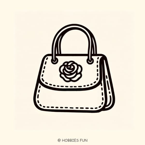 Cute Handbag with Rose Drawing