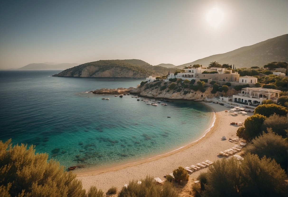 Golden sand, crystal clear waters, and lush greenery define the best beaches in Greece. The sun shines brightly, casting a warm glow over the picturesque coastline