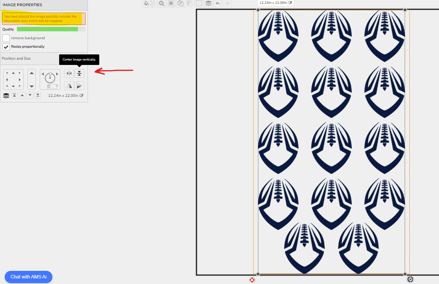 positioning and alignment tools on gang sheet builder using amstransfers.com