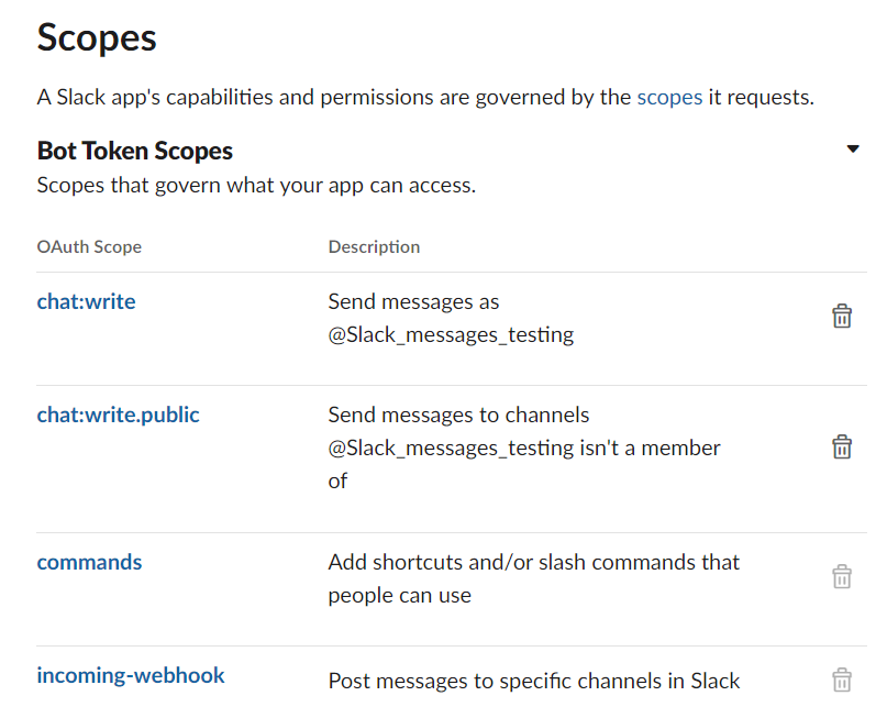 Managing scopes in a Slack APP. Image by Federico Trotta - n8n blog