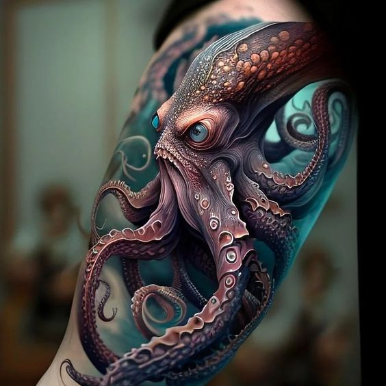 Picture showing a striking octopus tat design