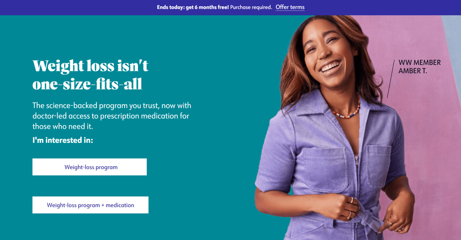 Weight Watchers website homepage