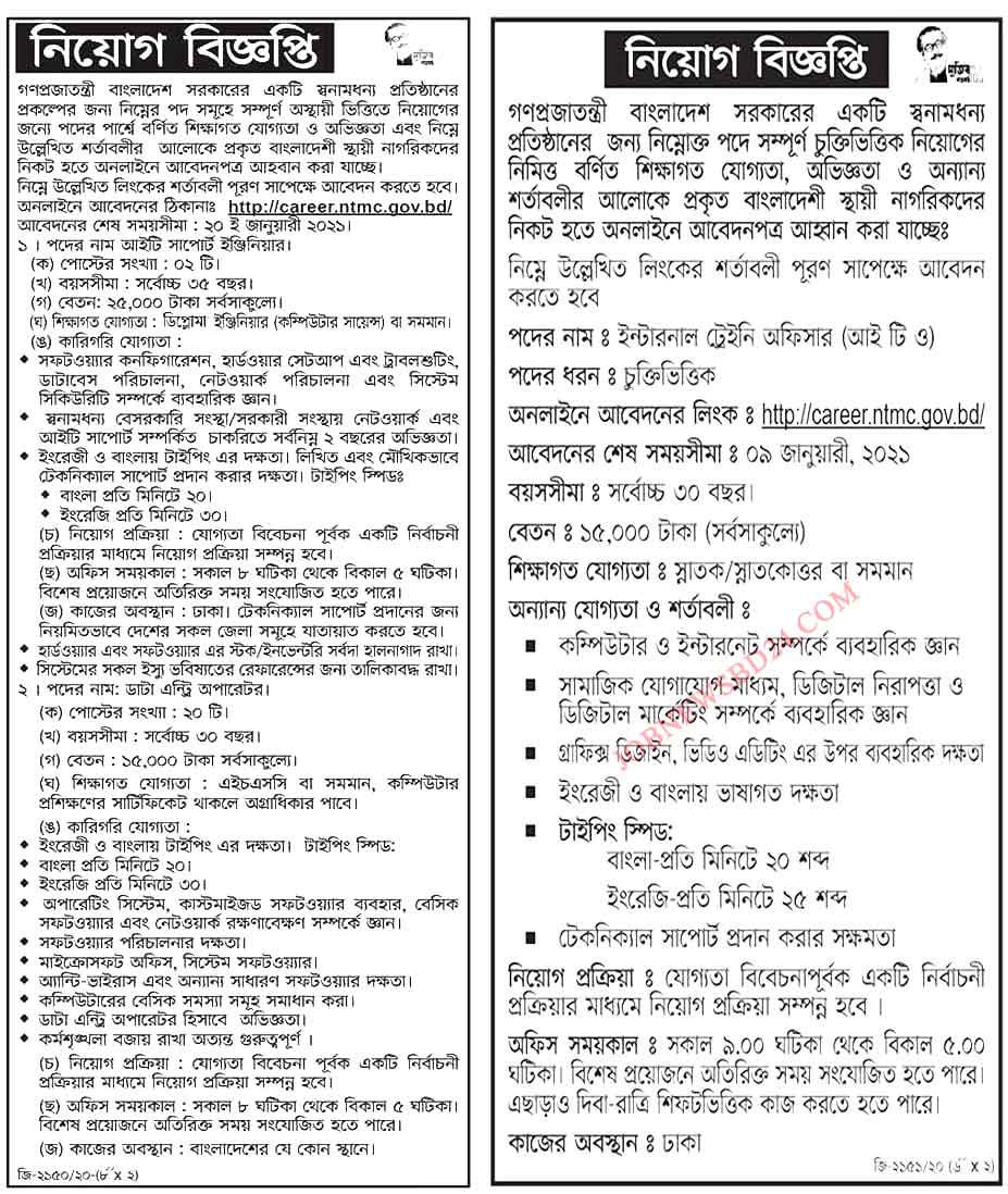 NTMC Job circular