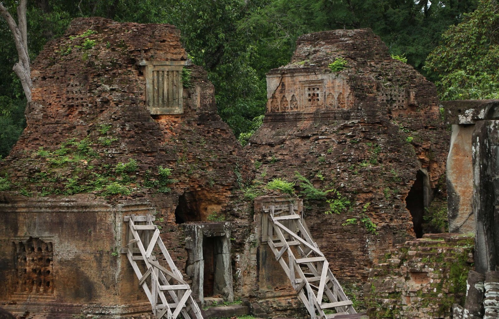 This is two of the four brick temples of Lolei at the Roluos group of temples.