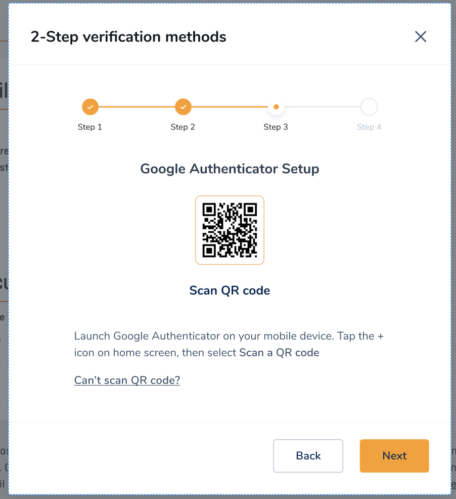 2-Step verification methods screen
