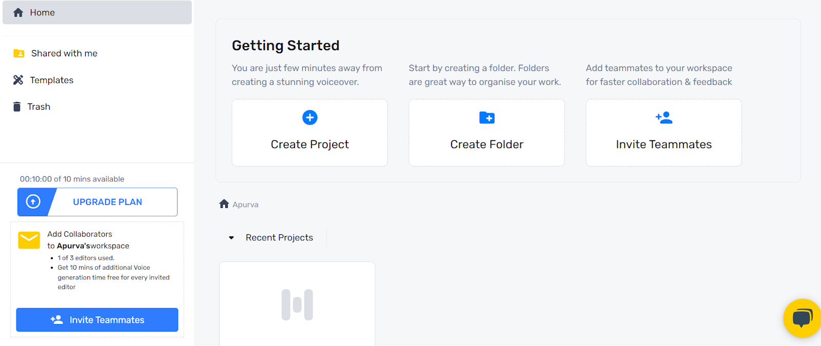 Murf.AI user interface