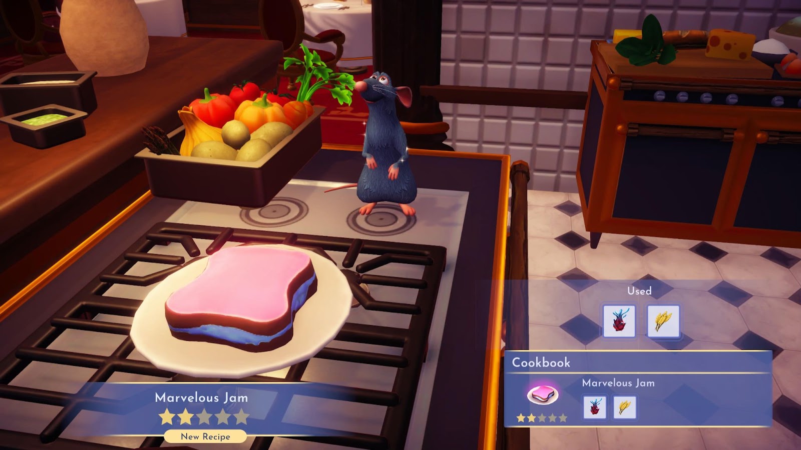 An in game screenshot of the Remy the rat from Disney Dreamlight Valley. 