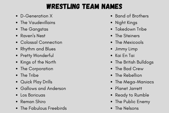 Wrestling Team Names