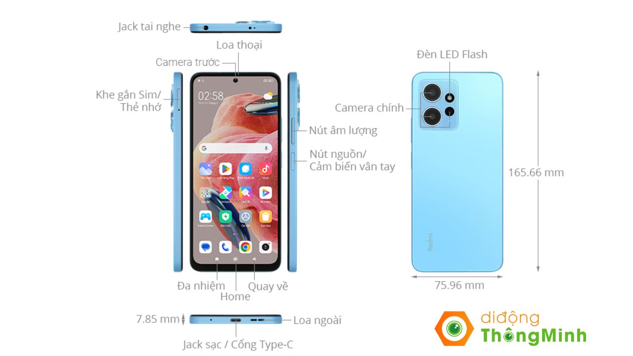 Xiaomi Redmi Note 12 có thiết kế hiện đại 