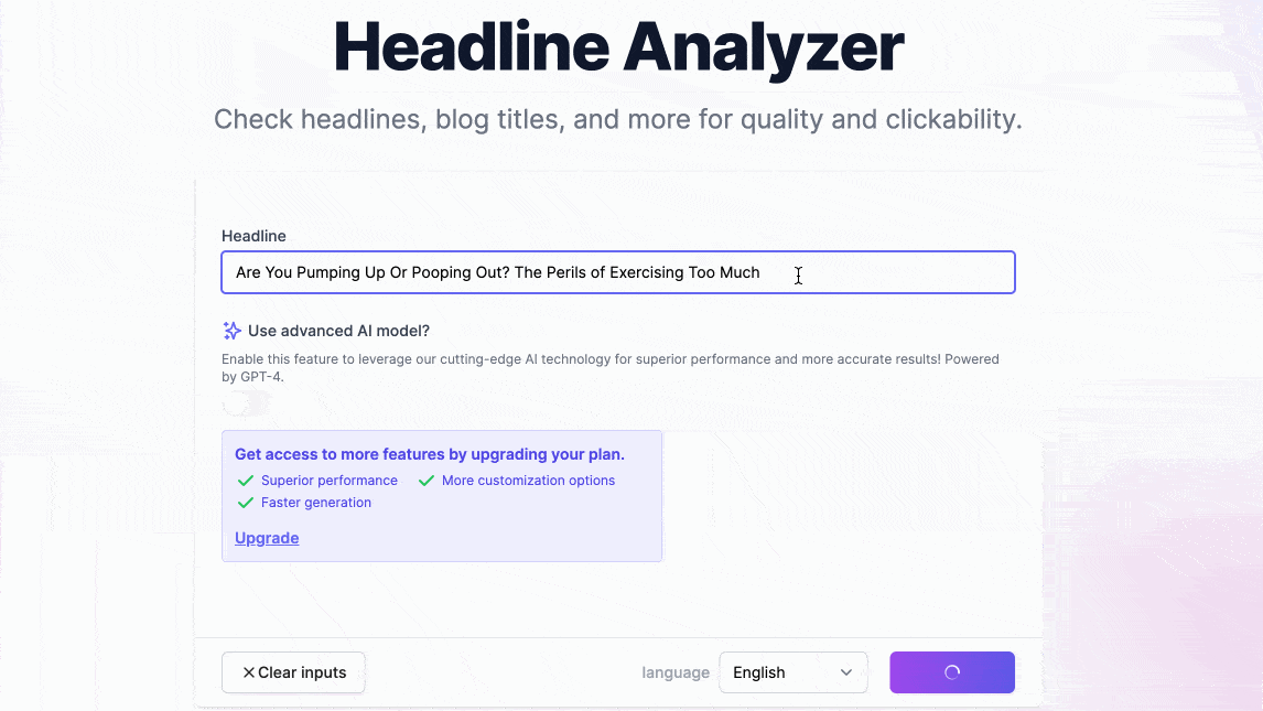 Easy Peasy AI’s results are text only, and include alternate headline suggestions.