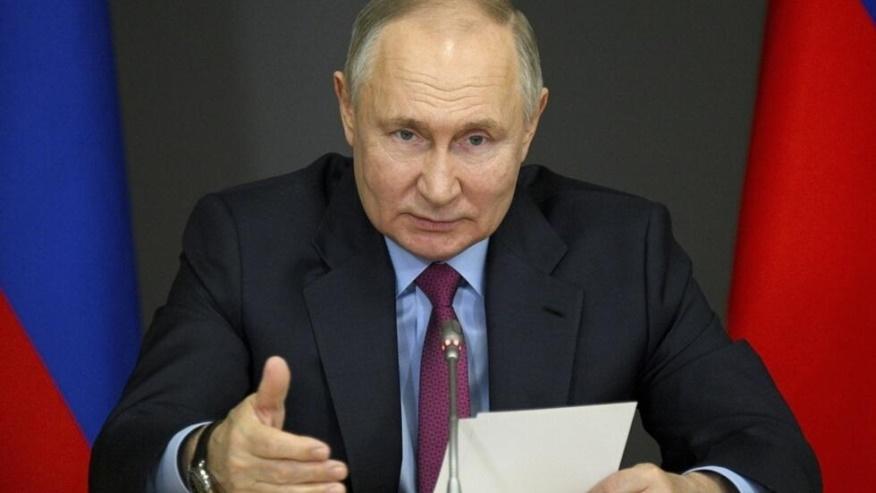 Le président russe Vladimir Poutine, lors d'un discours à Chelyabinsk, en Russie, le 16 février 2024.