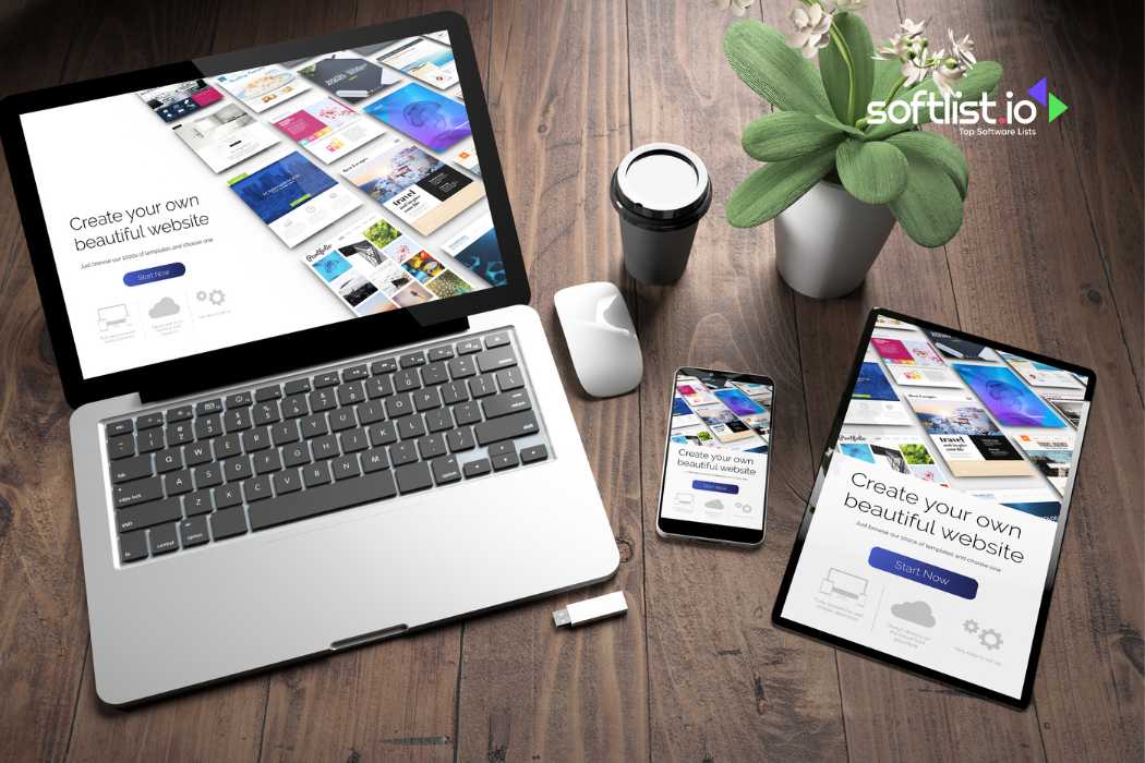 Laptop, tablet, and smartphone showcasing web hosting and website creation