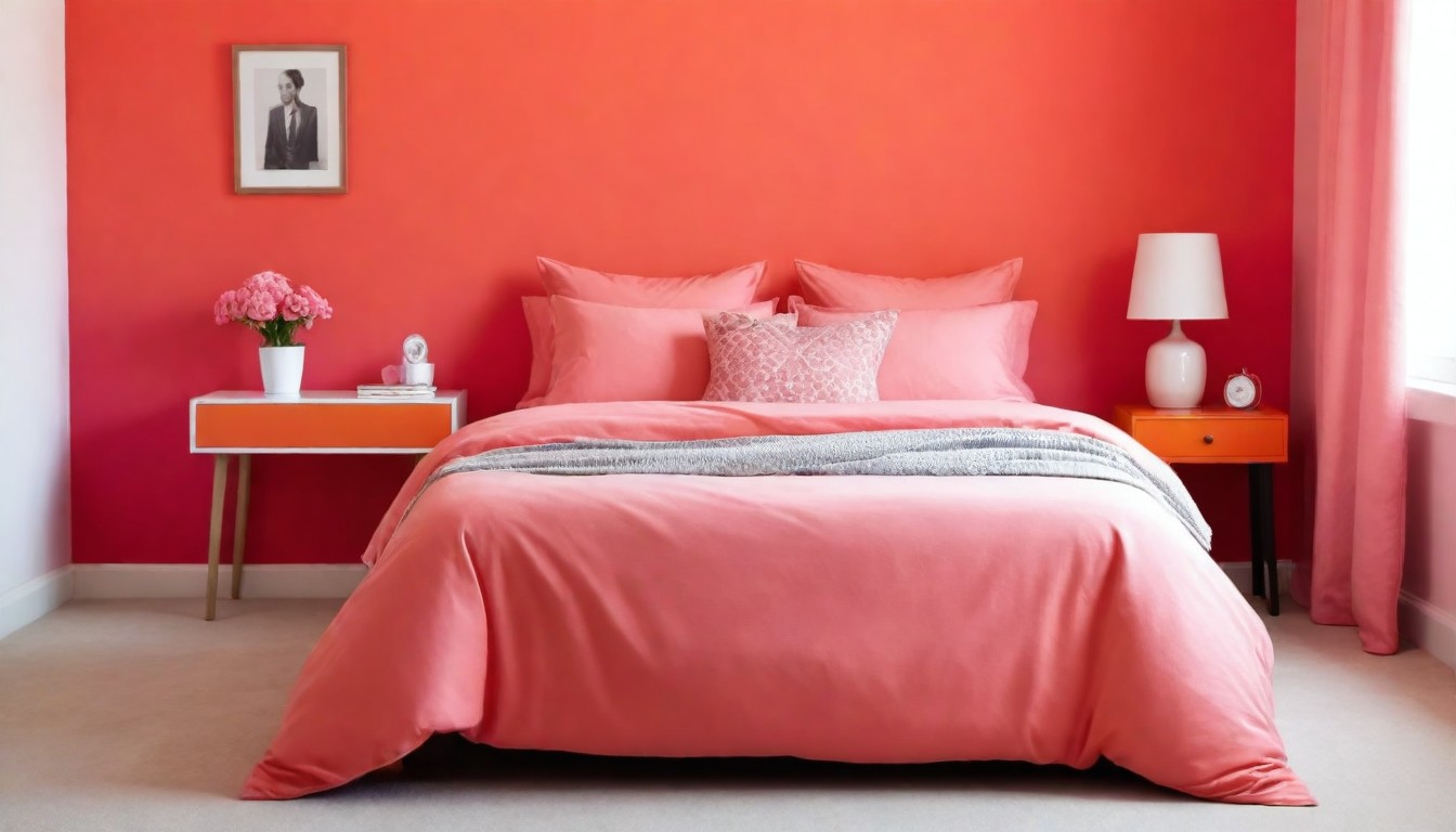 orange two colour combination for bedroom walls