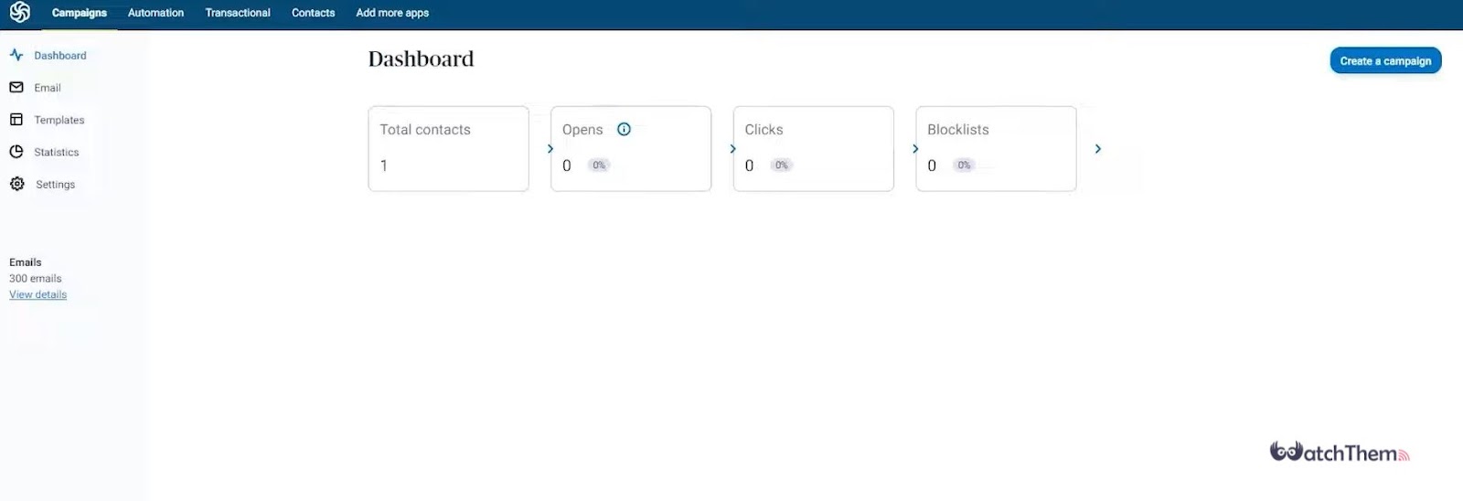 screenshot of Brevo email marketing platform dashboard