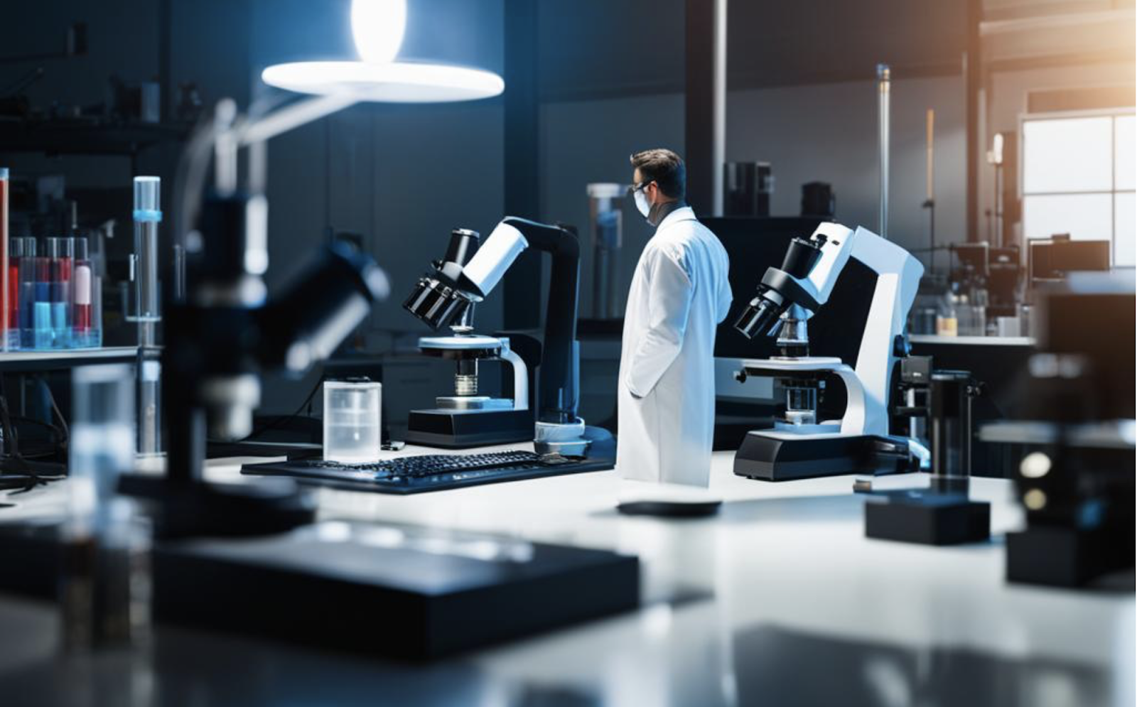 Technician in a busy Medical Lab.