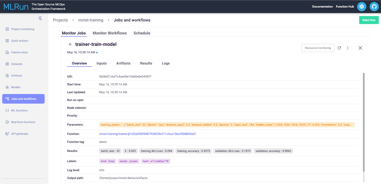 Model Training and MLOps using MLRun and MinIO