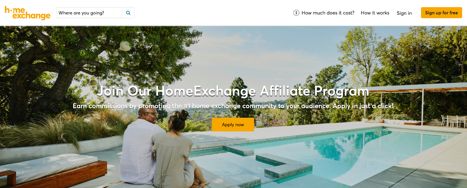 HomeExchange affiliate program page