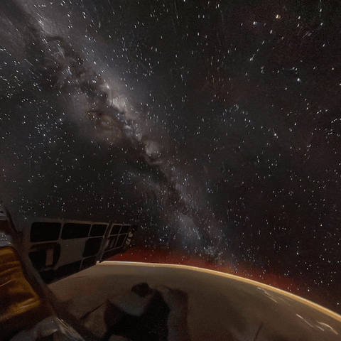 Image of the galaxy taken by Insta360 X2 on a satellite in space.