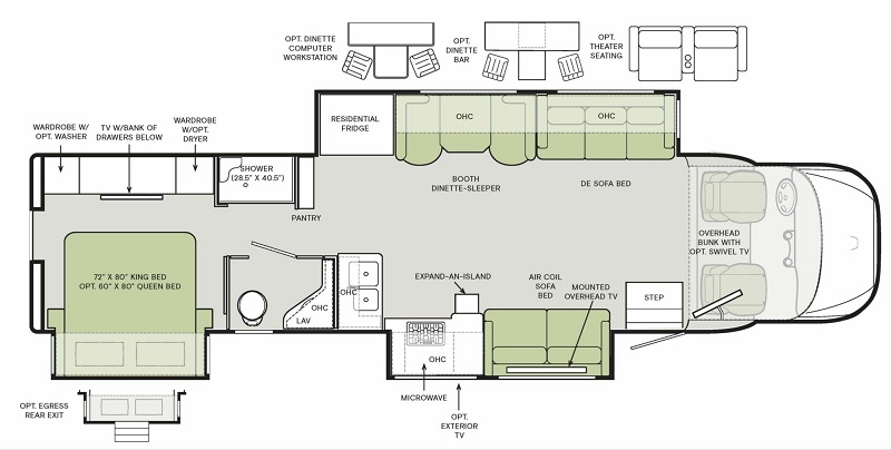 2024 8 Best Class C Diesel Motorhomes Tiffin Allegro Bay 38AB floorplan