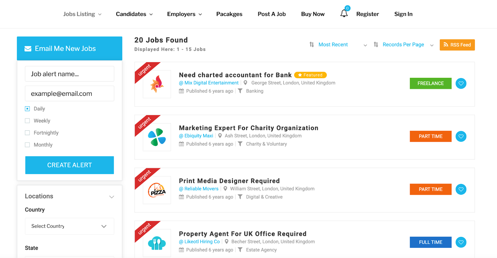 WordPress job board plugin, JobSearch WP, example of a live site