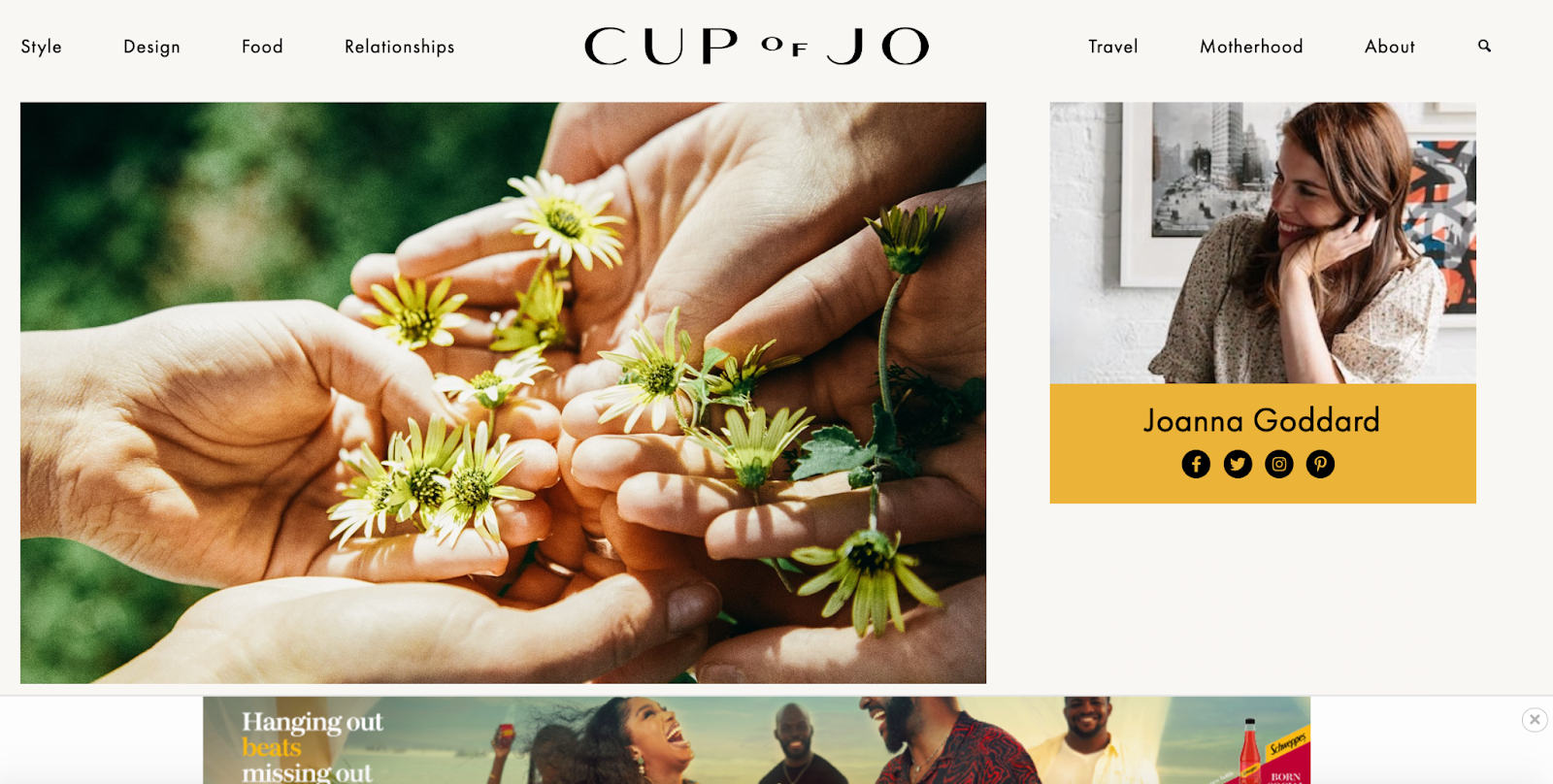 Niche website design example: Cup of Jo