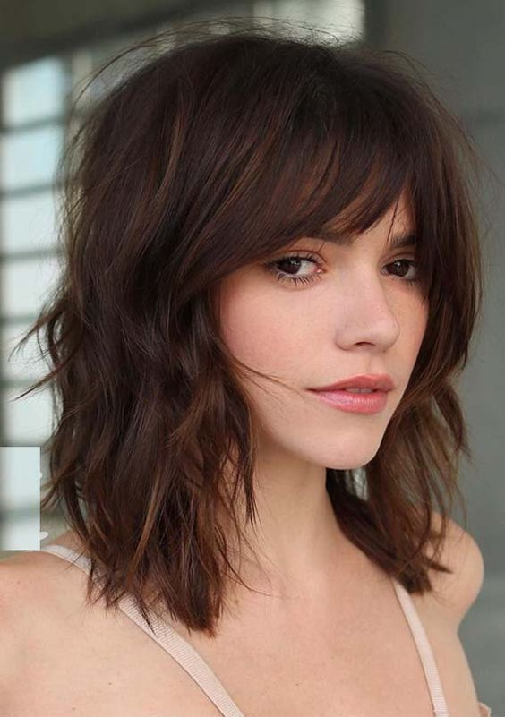 Layered Hair With Side Swept Bangs