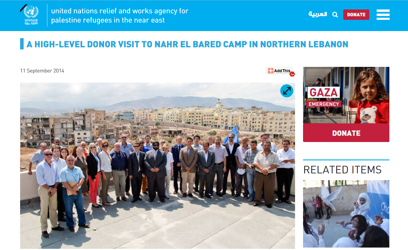 A visit by high-level donors to the Nahr el-Bared Palestine Refugee Camp in Northern Lebanon, organized by UNRWA Lebanon.