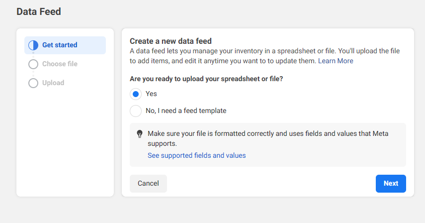Create a new data feed