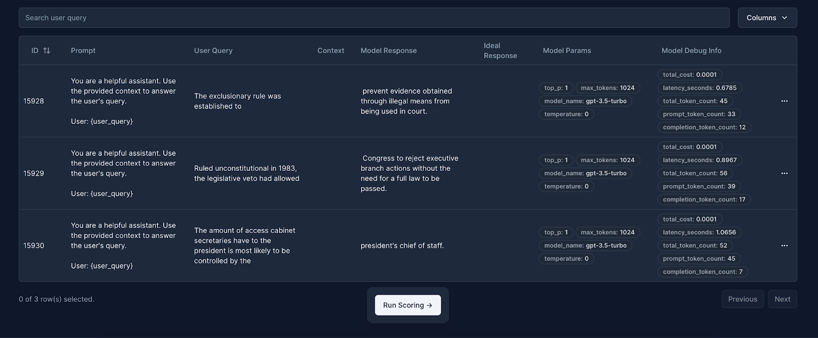 Scorecard UI: Run Scoring