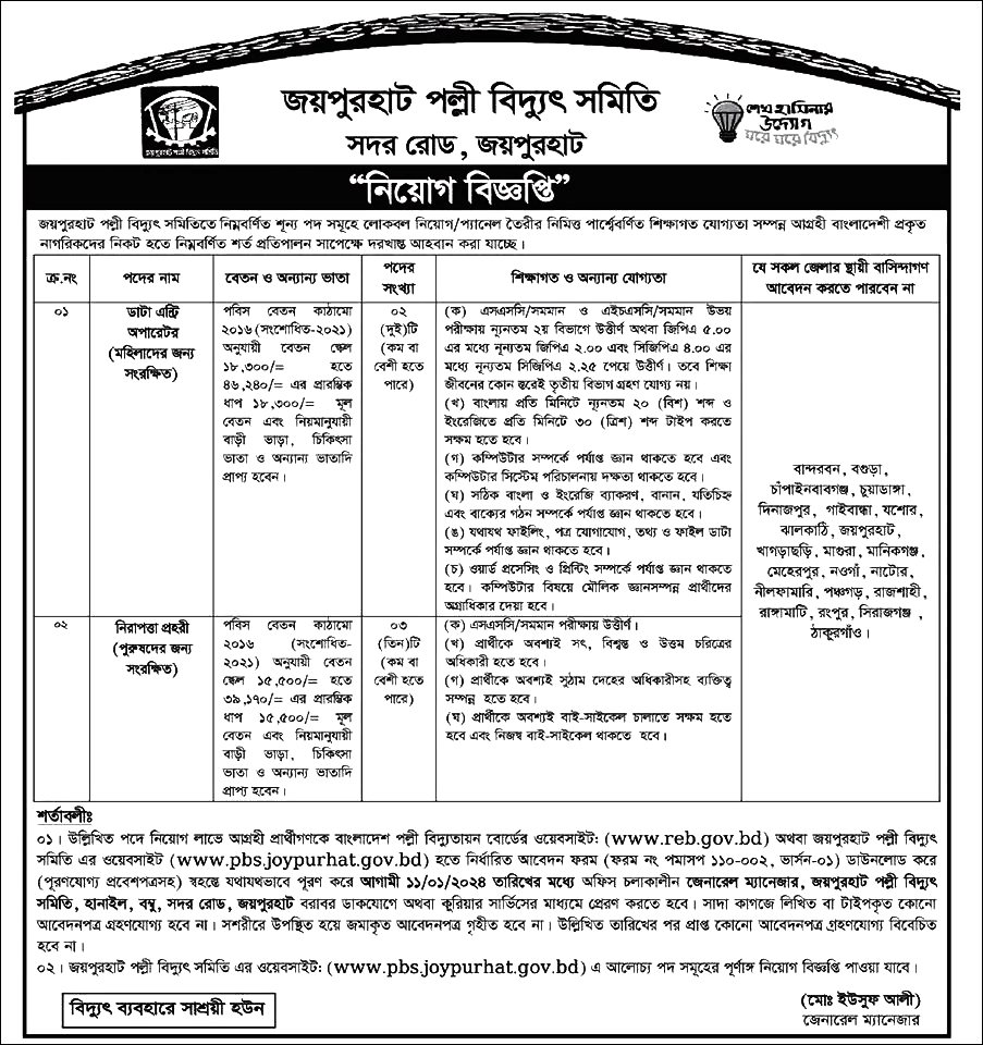 pbs.Jaipurhat.gov.bd Job Circular 2024