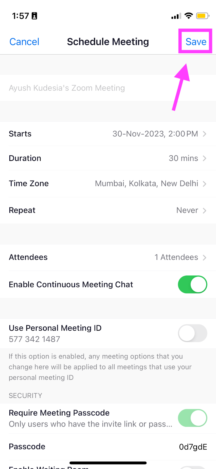 Create a Zoom meeting on mobile app - Schedule a meeting