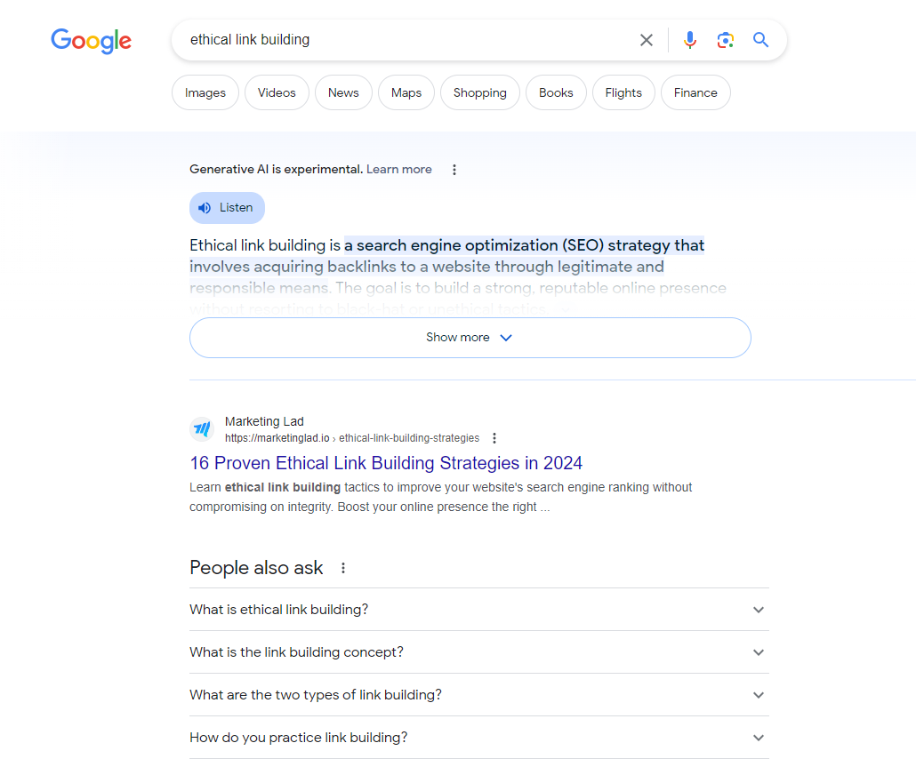 serp results