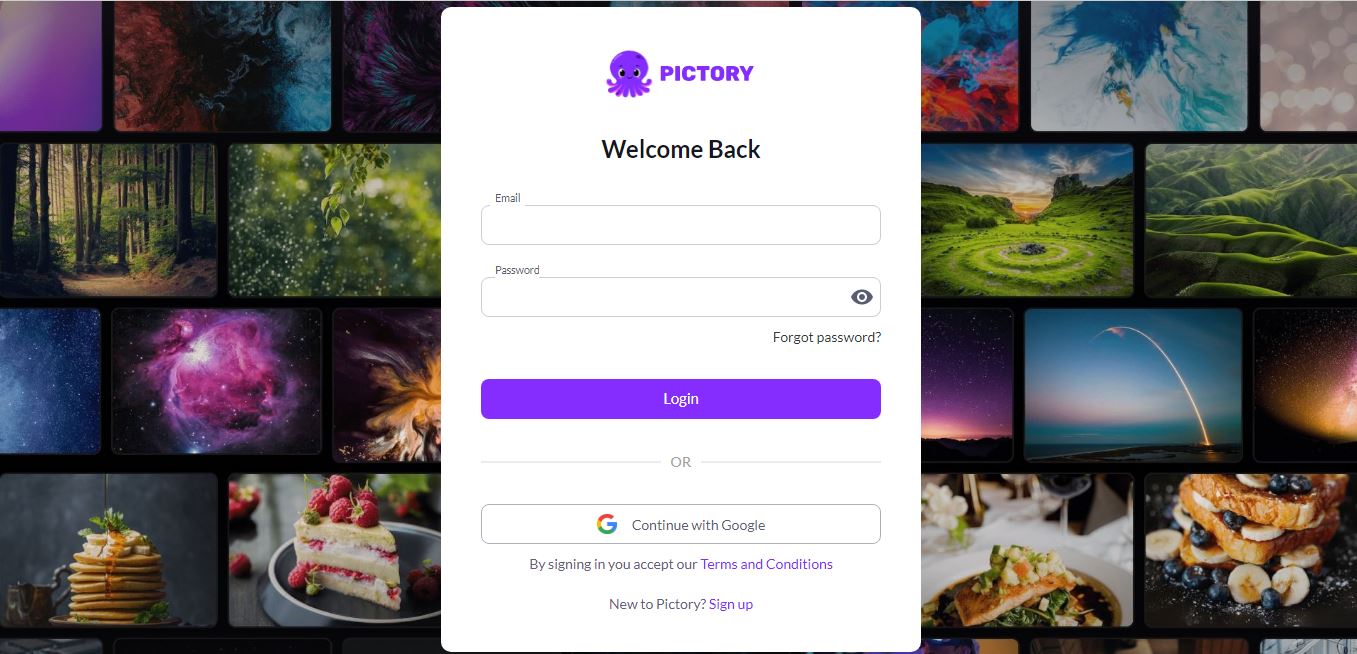 Pictory AI login