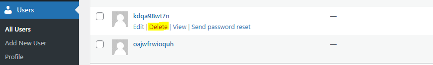 Delete WordPress User Accounts