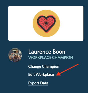 A screenshot showing the location of the 'edit workplace' button