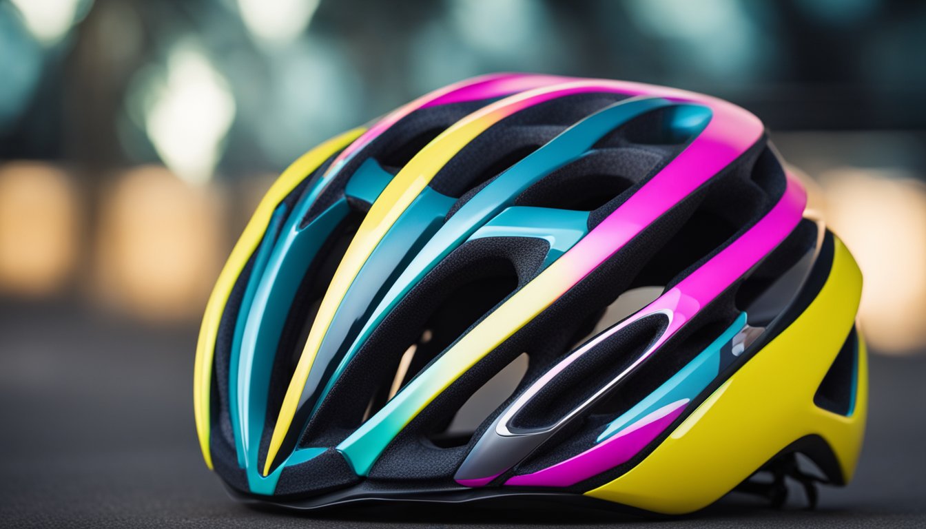 A sleek, aerodynamic road bike helmet with MIPS technology and a vibrant lazer z1 design