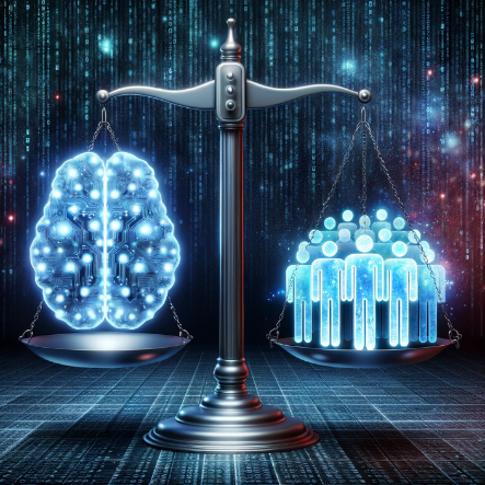 A scale with a brain and people on it

Description automatically generated