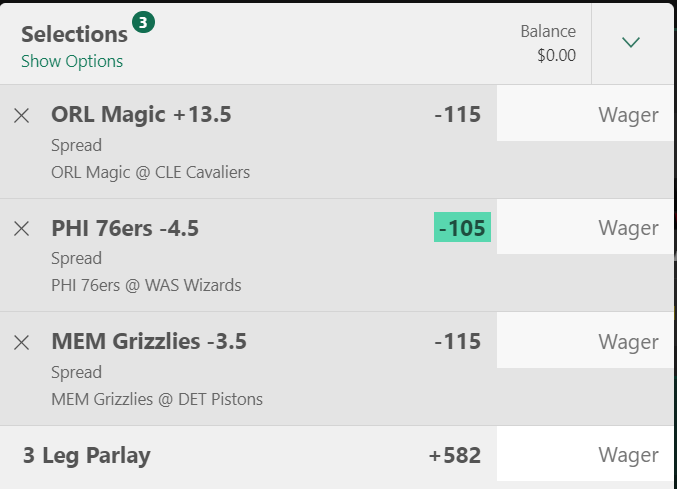 Parlay bet example