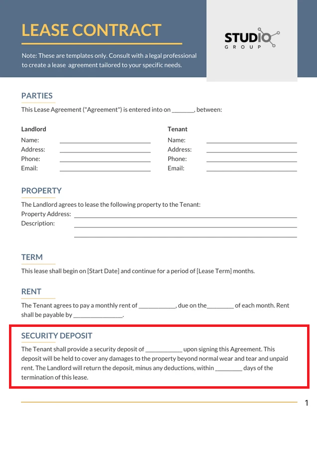 Minimalist Lease Contract Template