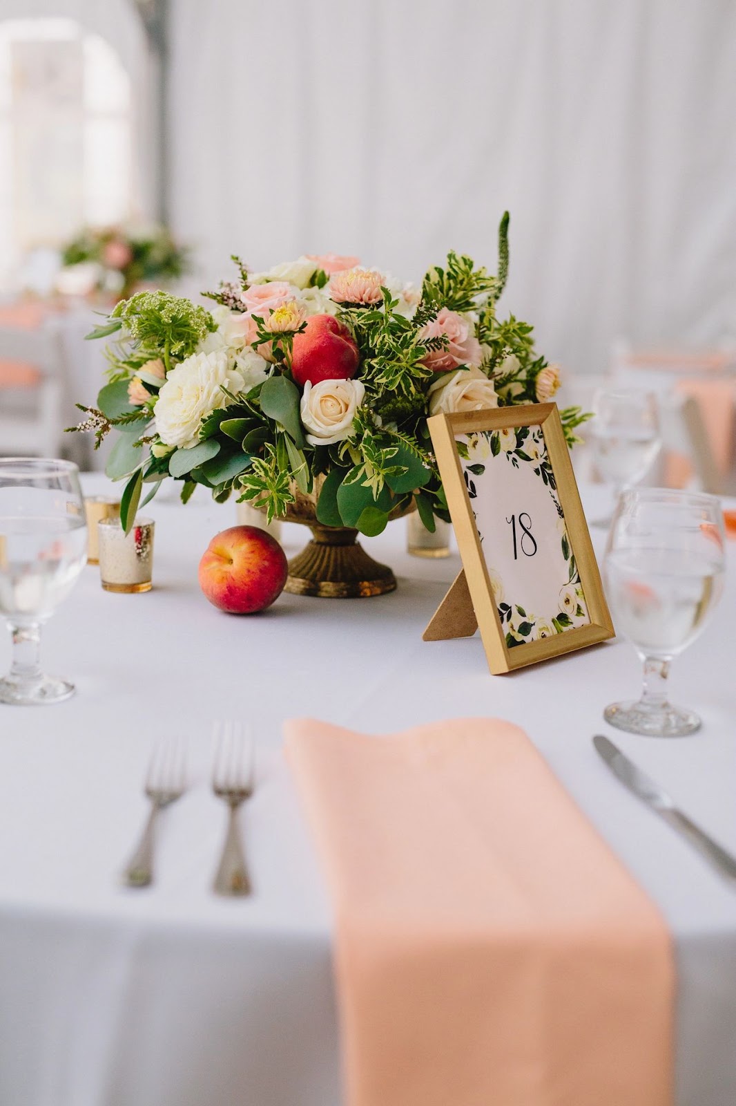 Flower centerpiece and table number