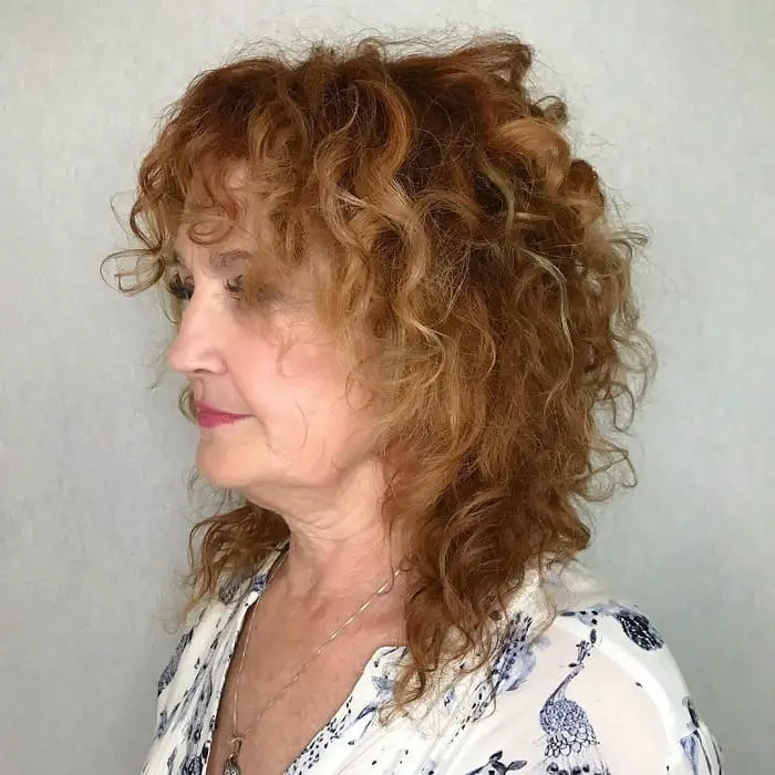 Older Woman Curly Shag Haircut 