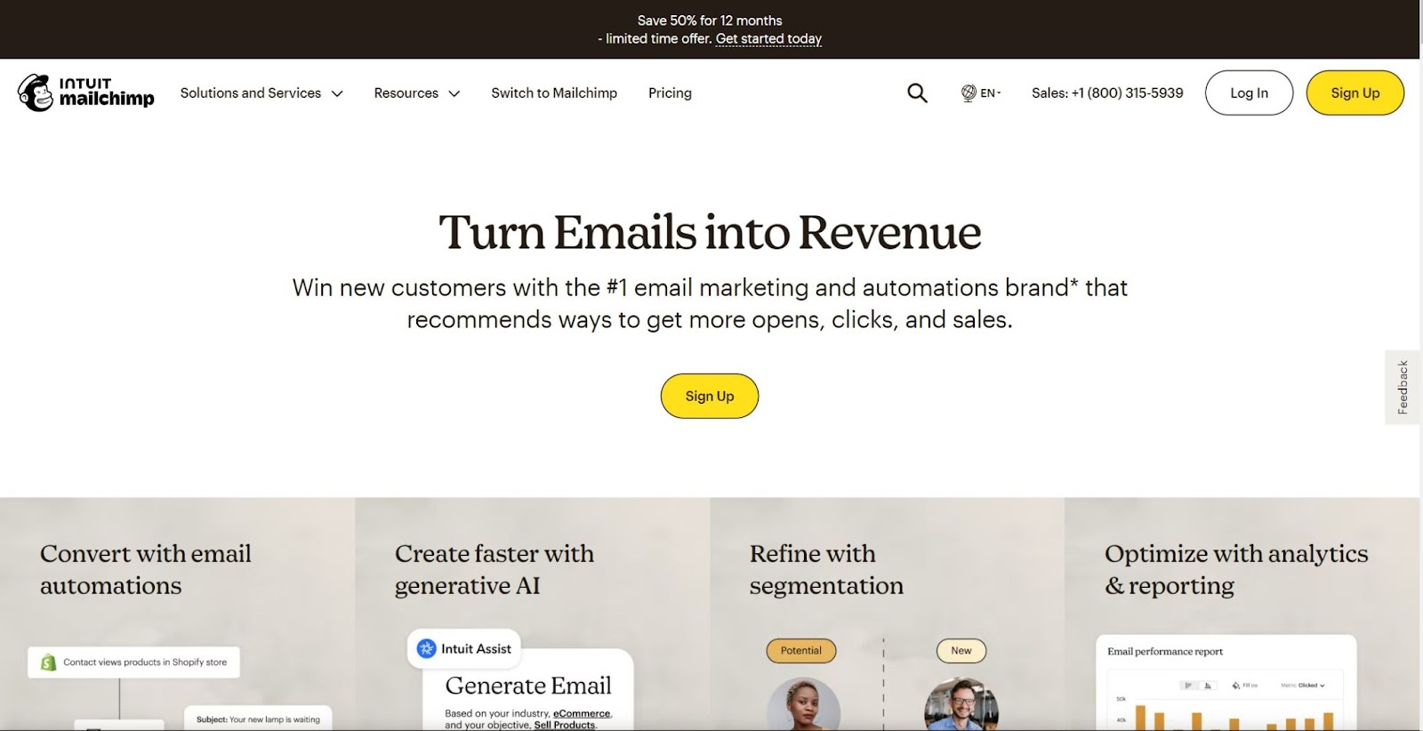 a screenshot of MailChimp website