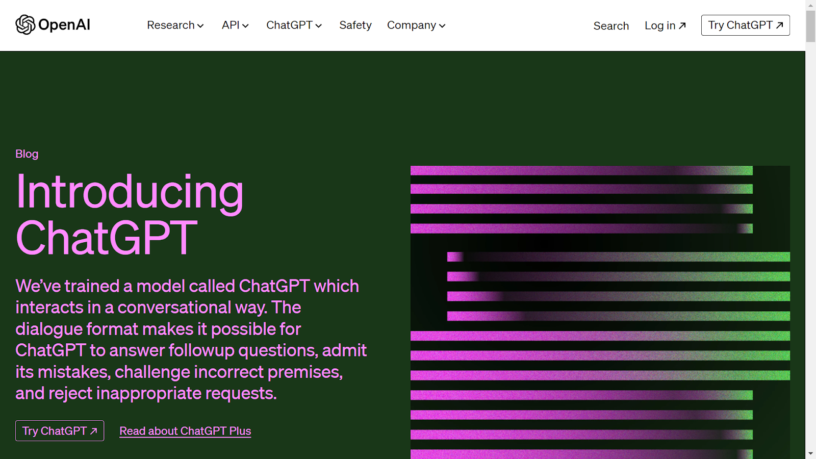 Screenshot from ChatGPT website.