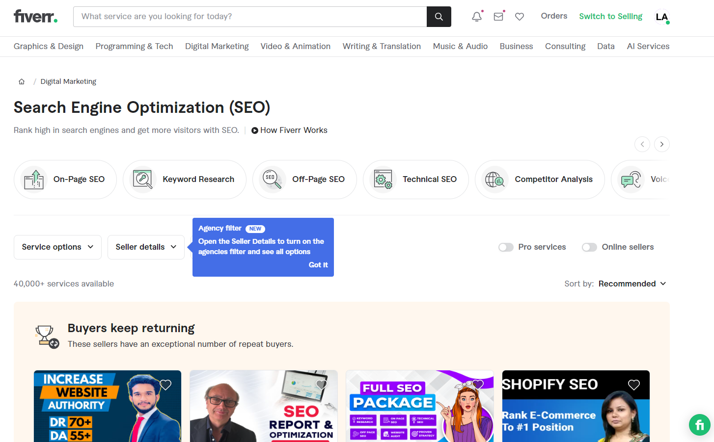 Example of SEO Services in Fiverr