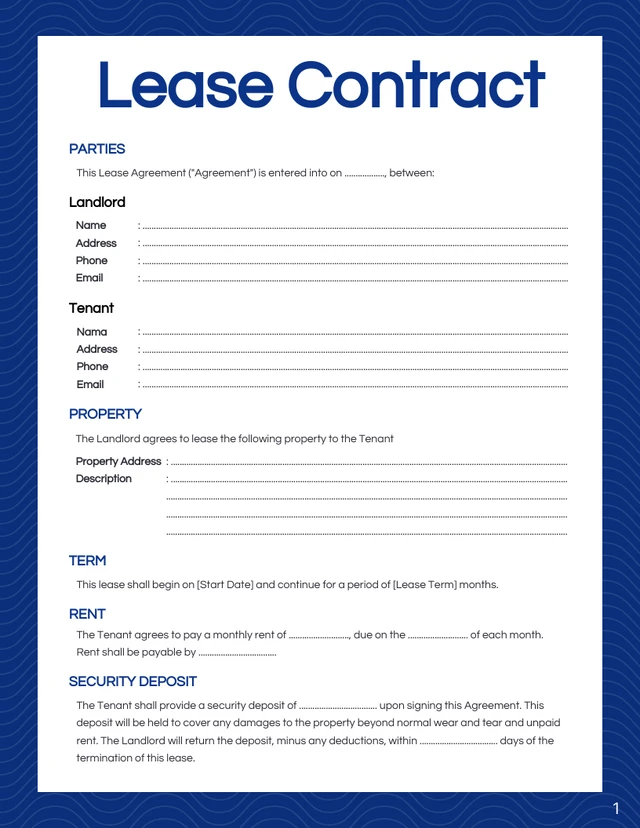Professional Lease Contract Template