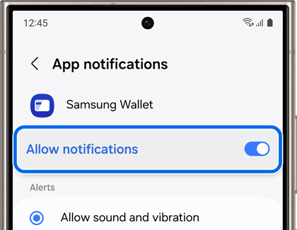 Allow notifications highlighted on a Galaxy phone