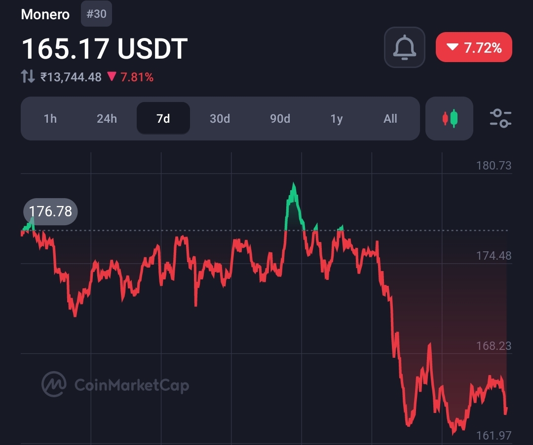 Leading privacy crypto token Monero (XMR) at the verge of a big crash  2